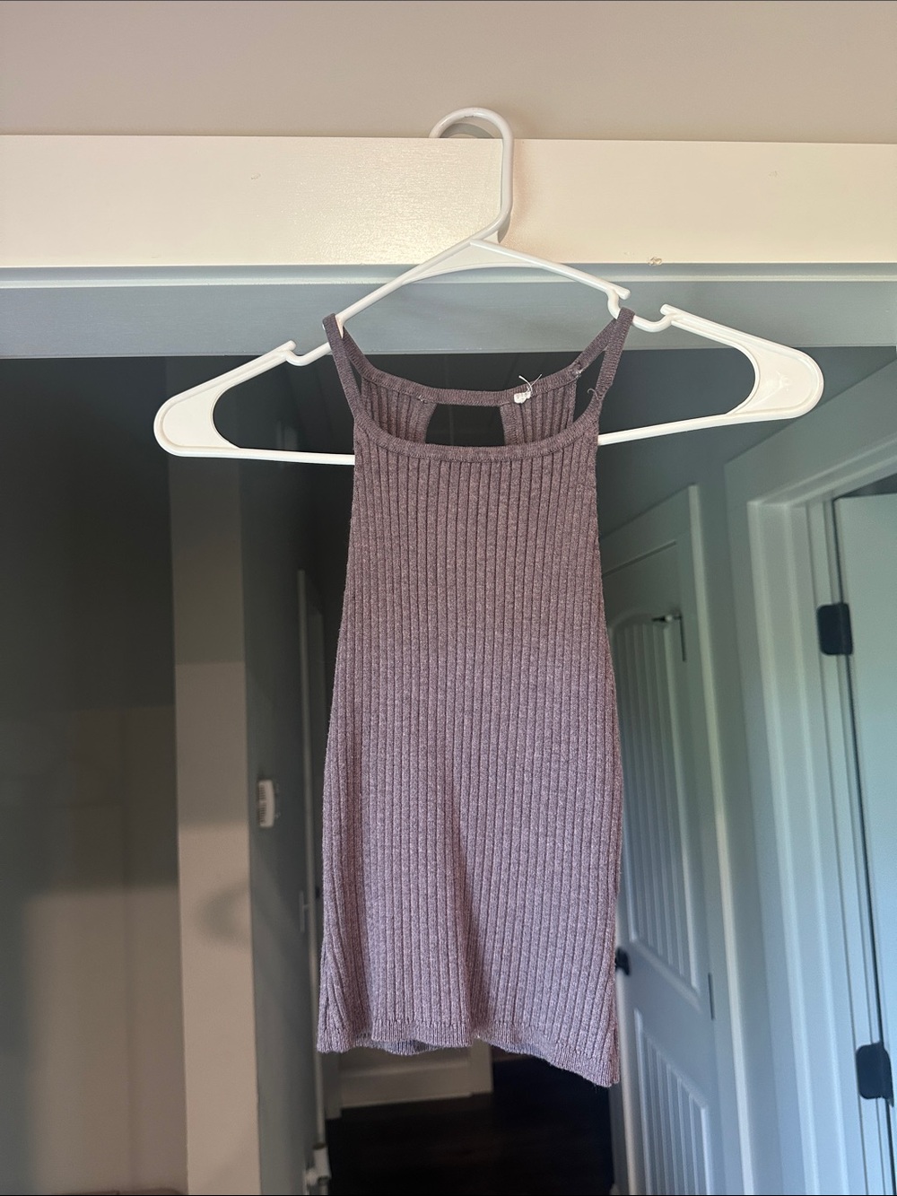 Madewell Mauve Ribbed High-Neck Tank